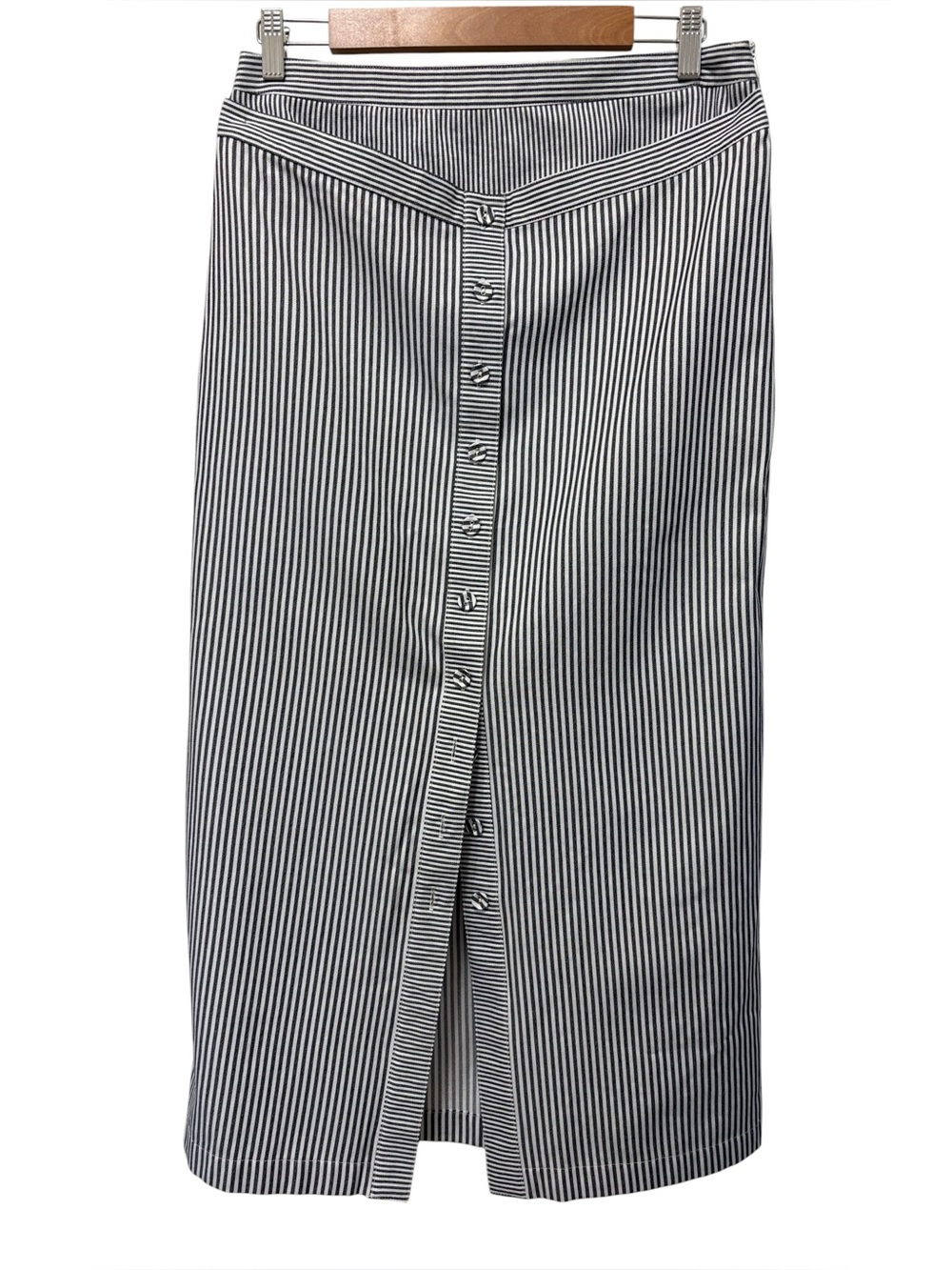 Torn by Ronny Kobo Striped Button-Front Convertible Pencil Skirt - Black & White